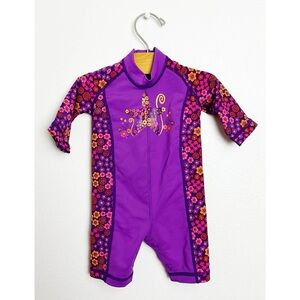 REI Purple Floral Kids Swim Rashguard